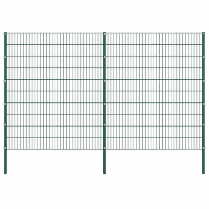 vidaXL Fence Panel with Posts Iron 349x200 cm Green 1