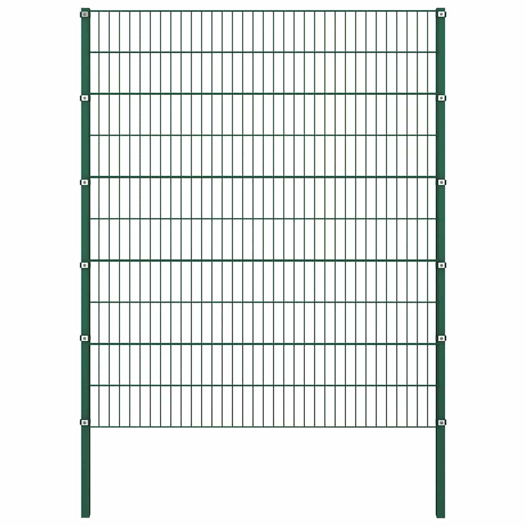 vidaXL Fence Panel with Posts Iron 349x200 cm Green 2
