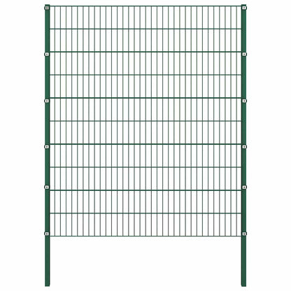 vidaXL Fence Panel with Posts Iron 349x200 cm Green 2