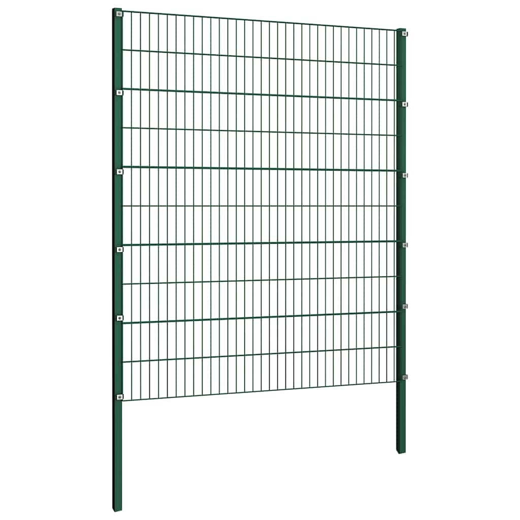 vidaXL Fence Panel with Posts Iron 349x200 cm Green 3