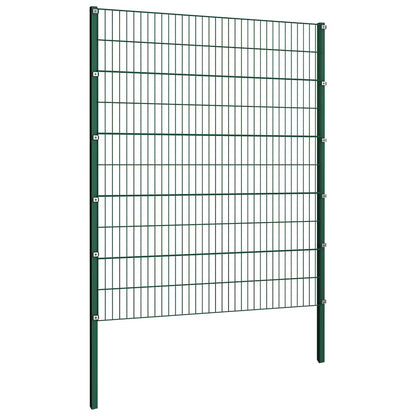 vidaXL Fence Panel with Posts Iron 349x200 cm Green 3