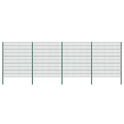Fence Panel with Posts Iron 349x200 cm Green 694.5 cm