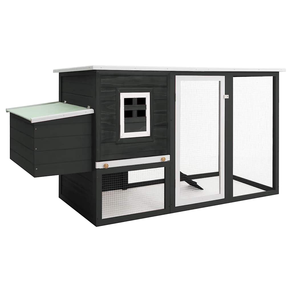 vidaXL Outdoor Chicken Cage Hen House with 1 Egg Cage Grey Wood 1