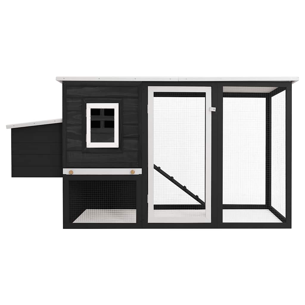 vidaXL Outdoor Chicken Cage Hen House with 1 Egg Cage Grey Wood 2