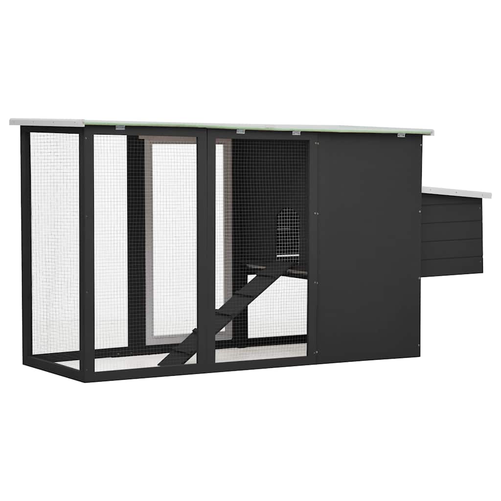 vidaXL Outdoor Chicken Cage Hen House with 1 Egg Cage Grey Wood 4