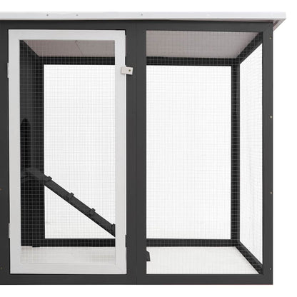 vidaXL Outdoor Chicken Cage Hen House with 1 Egg Cage Grey Wood 5