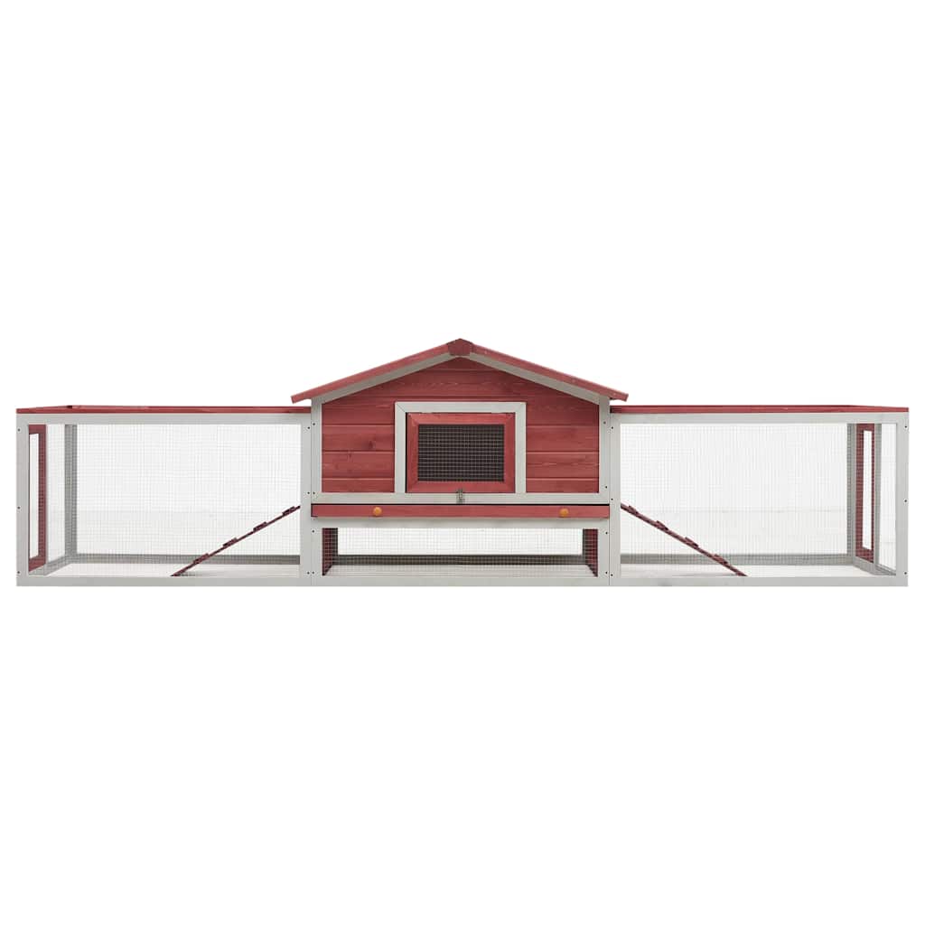 170860 vidaXL Rabbit Hutch Red 310x70x87 cm Solid Pine & Fir Wood 3
