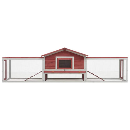 170860 vidaXL Rabbit Hutch Red 310x70x87 cm Solid Pine & Fir Wood 3