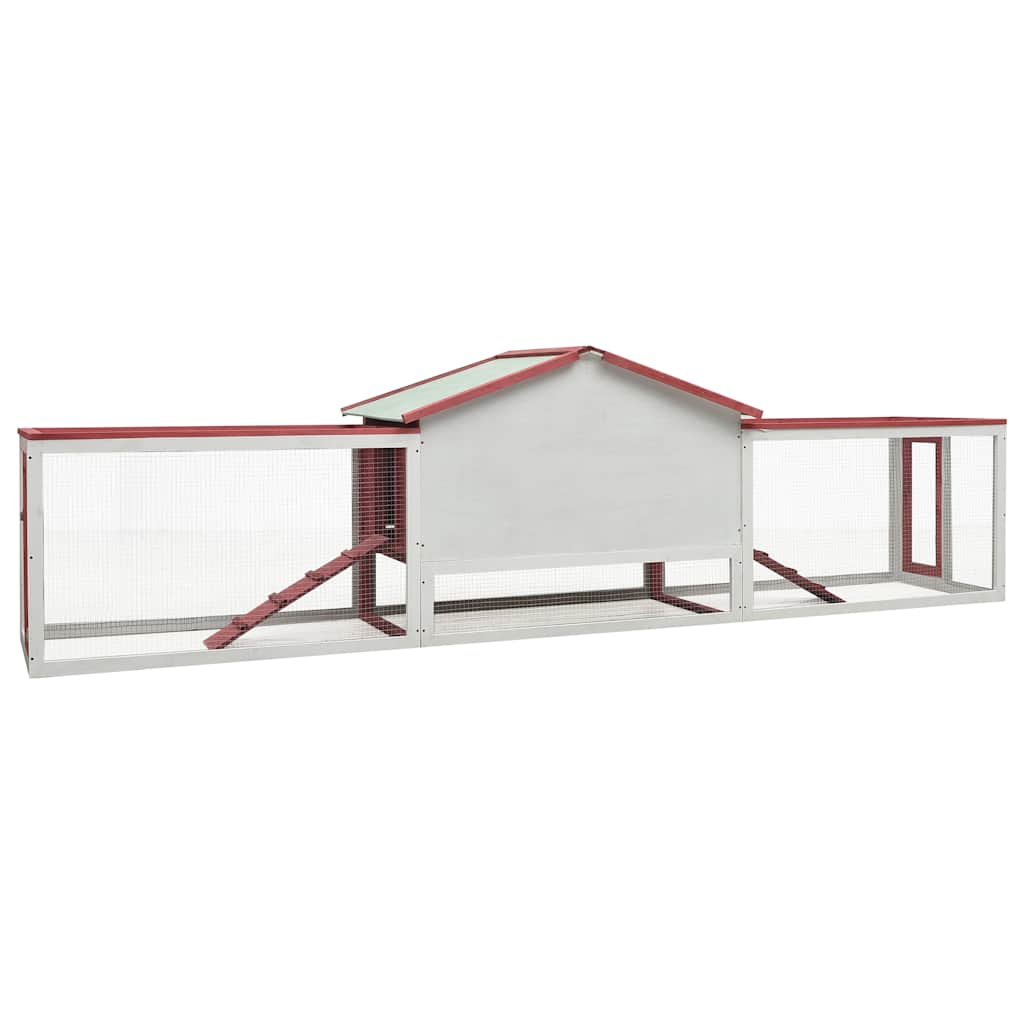 170860 vidaXL Rabbit Hutch Red 310x70x87 cm Solid Pine & Fir Wood 4