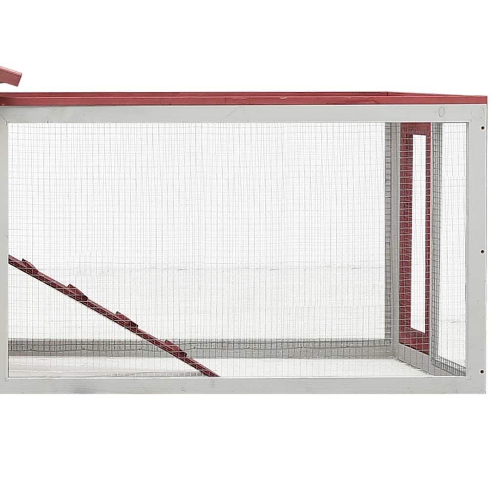 170860 vidaXL Rabbit Hutch Red 310x70x87 cm Solid Pine & Fir Wood 6