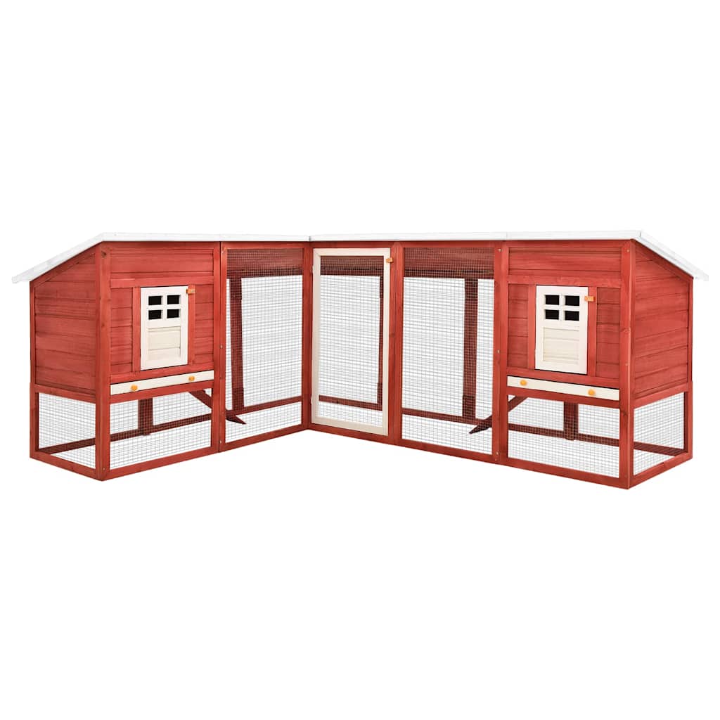 170875 vidaXL Outdoor Rabbit Hutch with Run Red and White Solid Fir Wood 1
