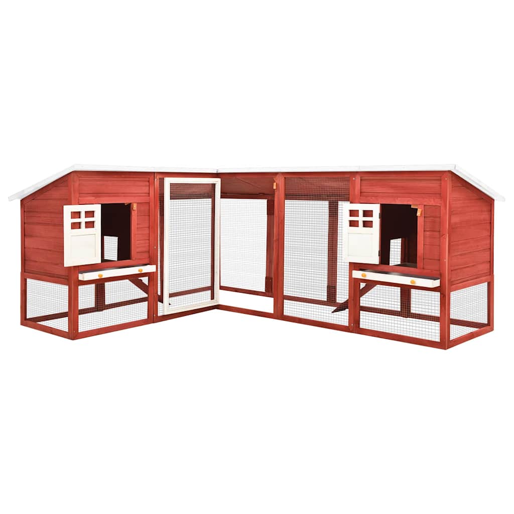 170875 vidaXL Outdoor Rabbit Hutch with Run Red and White Solid Fir Wood 2