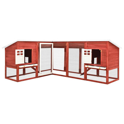170875 vidaXL Outdoor Rabbit Hutch with Run Red and White Solid Fir Wood 2