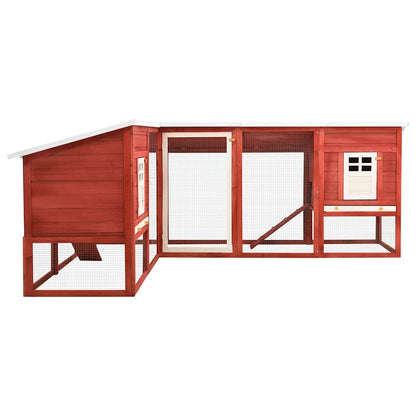 170875 vidaXL Outdoor Rabbit Hutch with Run Red and White Solid Fir Wood 3
