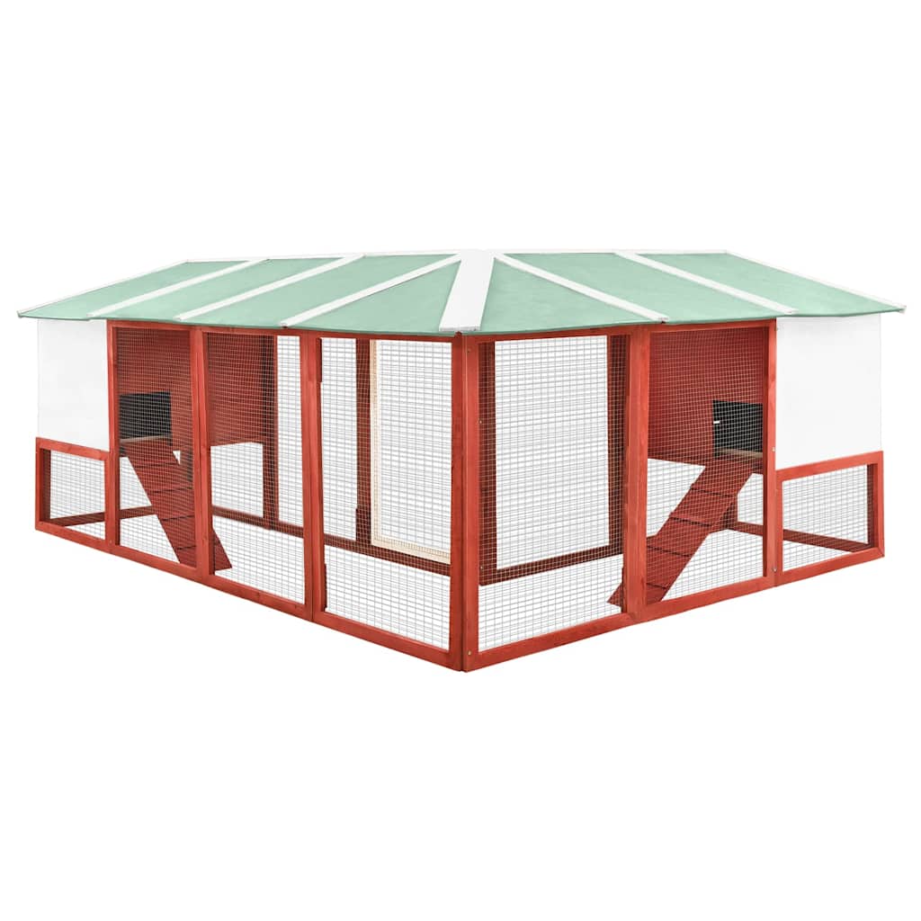 170875 vidaXL Outdoor Rabbit Hutch with Run Red and White Solid Fir Wood 4