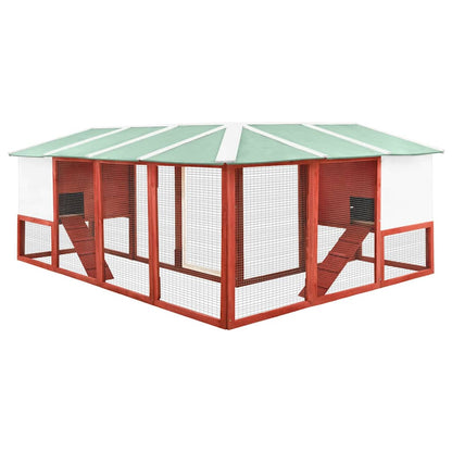 170875 vidaXL Outdoor Rabbit Hutch with Run Red and White Solid Fir Wood 4
