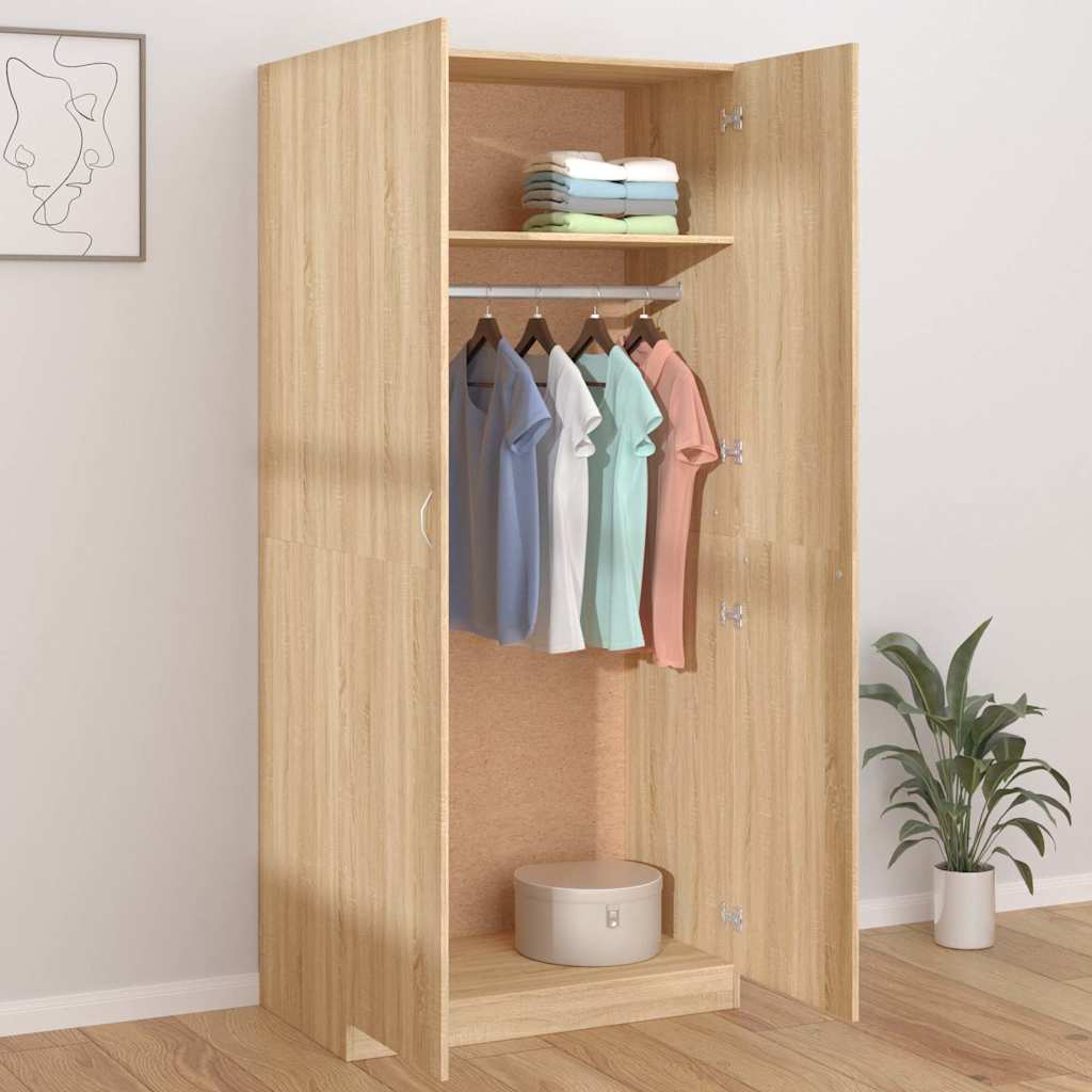 Wardrobe 90x52x200 cm Engineered Wood Sonoma oak