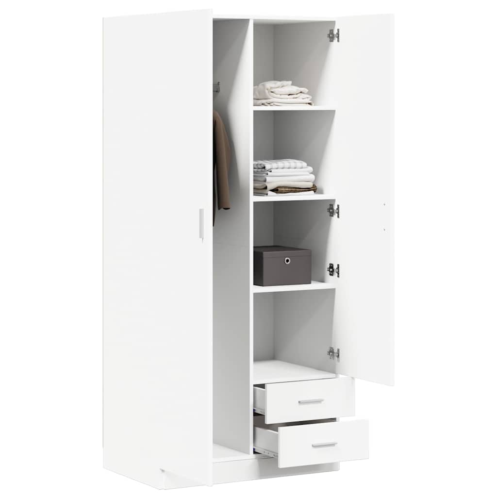 800639 vidaXL Wardrobe White 80x52x180 cm Engineered Wood 3