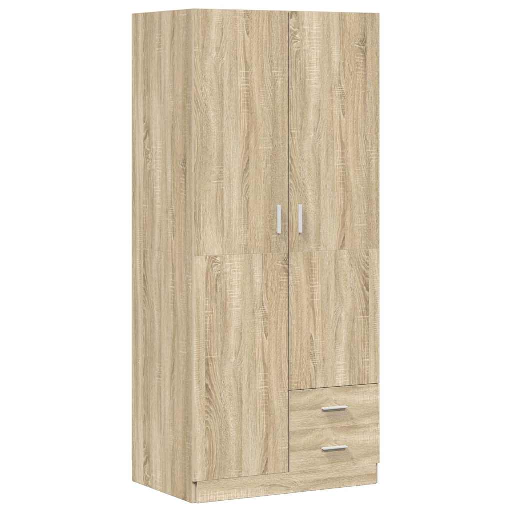 vidaXL Wardrobe Sonoma Oak 80x52x180 cm Engineered Wood 2
