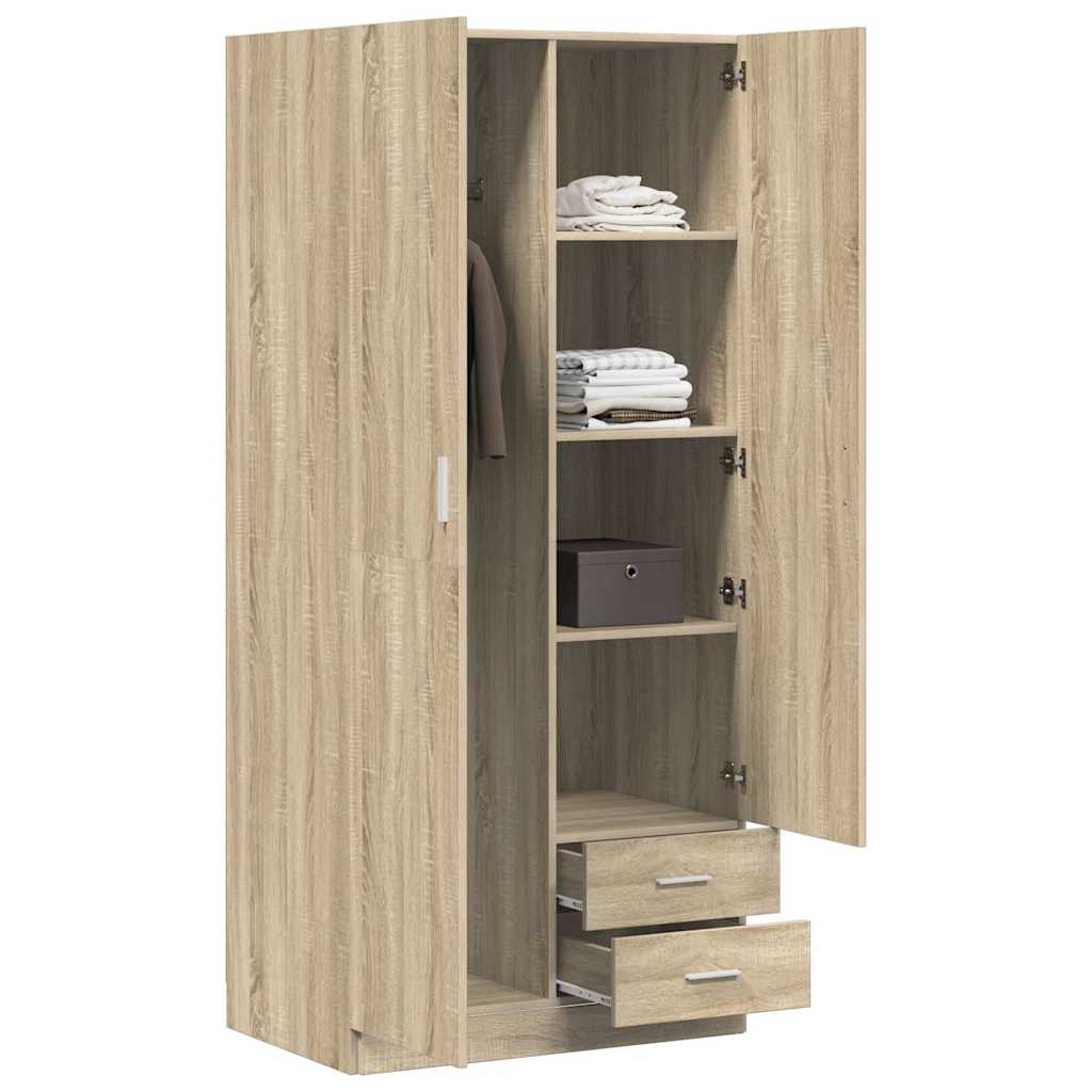 vidaXL Wardrobe Sonoma Oak 80x52x180 cm Engineered Wood 3
