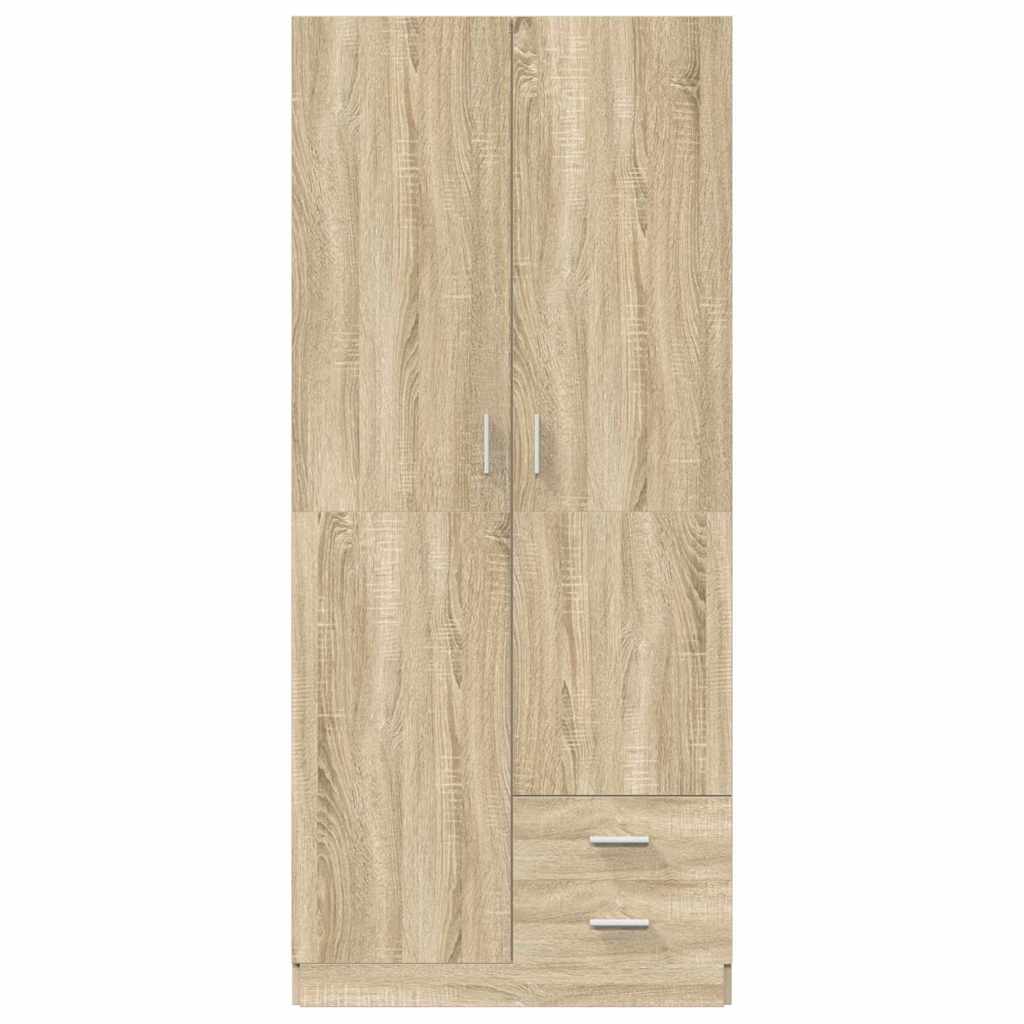 vidaXL Wardrobe Sonoma Oak 80x52x180 cm Engineered Wood 4