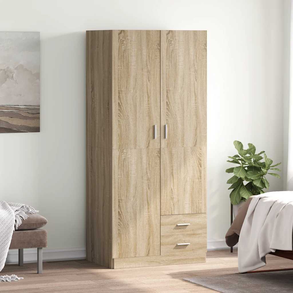 vidaXL Wardrobe Sonoma Oak 80x52x180 cm Engineered Wood 1
