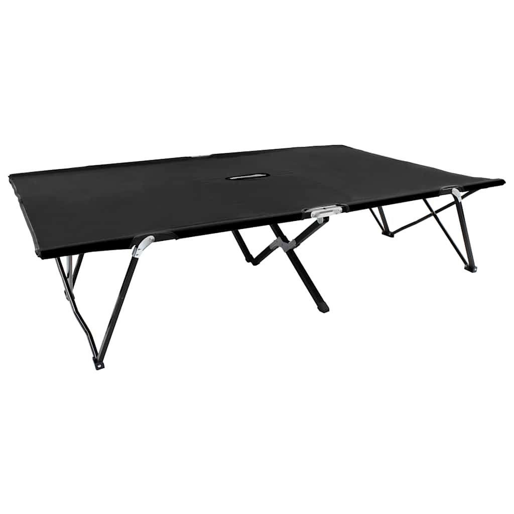 Two Person Folding Sun Lounger Steel Black