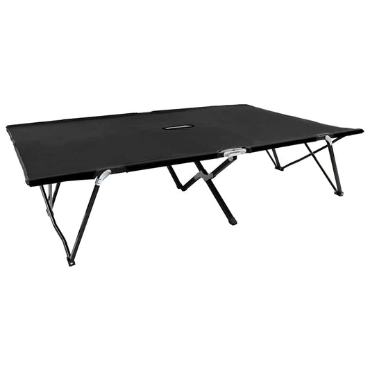 Two Person Folding Sun Lounger Steel Black