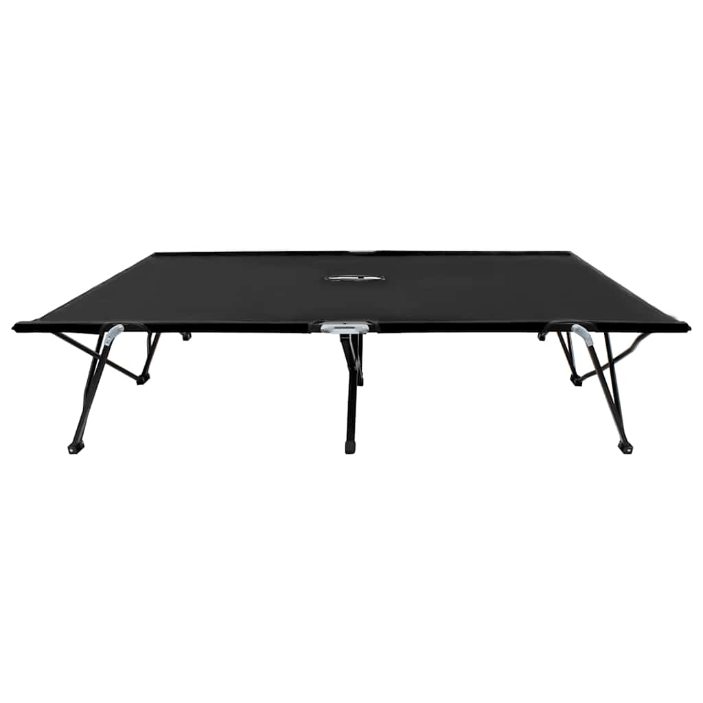 Two Person Folding Sun Lounger Steel Black