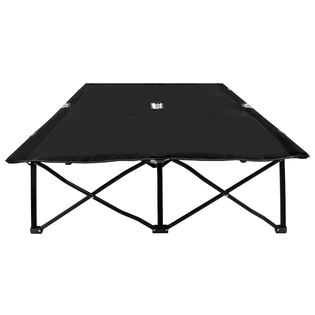 Two Person Folding Sun Lounger Steel Black