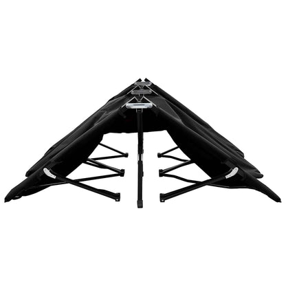 Two Person Folding Sun Lounger Steel Black