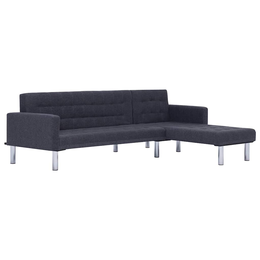 vidaXL L-shaped Sofa Bed Dark grey Polyester 2
