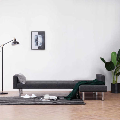 vidaXL L-shaped Sofa Bed Dark grey Polyester 3