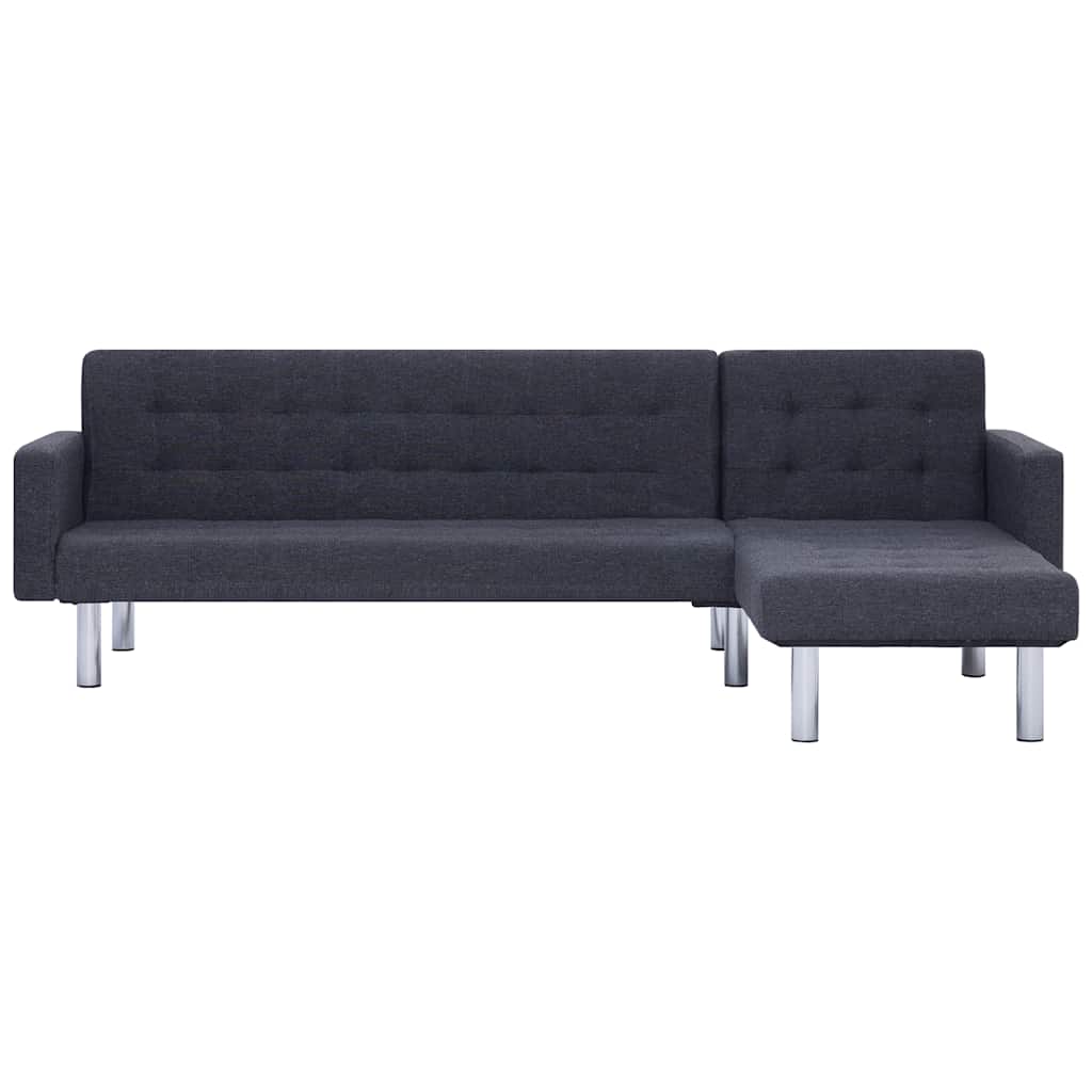 vidaXL L-shaped Sofa Bed Dark grey Polyester 4