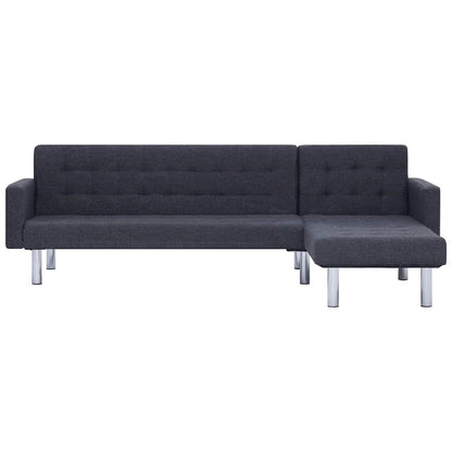vidaXL L-shaped Sofa Bed Dark grey Polyester 4