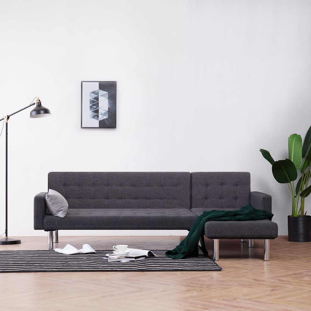 vidaXL L-shaped Sofa Bed Dark grey Polyester 1