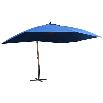 Hanging Parasol with Wooden Pole 400x300 cm Blue