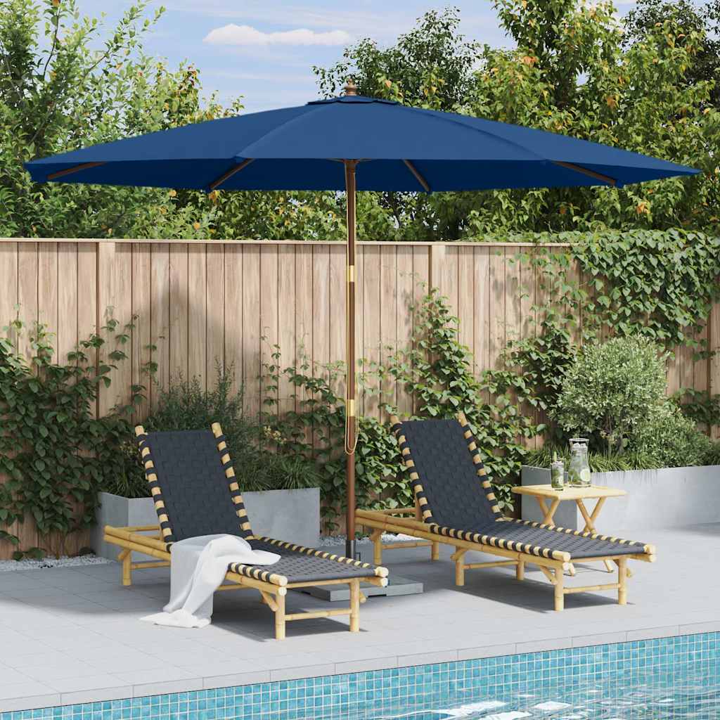 Outdoor Parasol with Wooden Pole 350 cm Blue