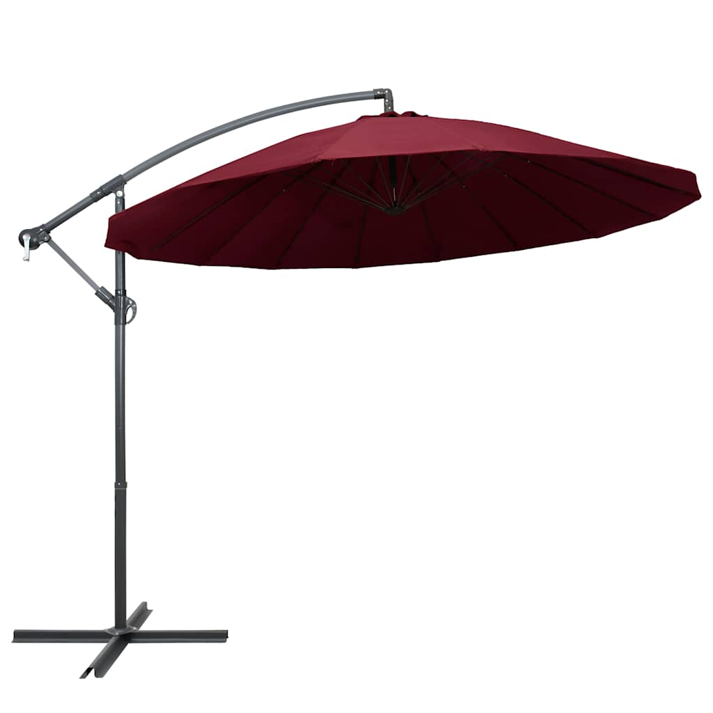 Hanging Parasol 3 m Aluminium Pole Burgundy