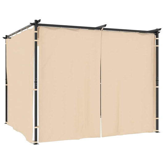 vidaXL Gazebo with Curtains 3x3 m Cream Steel 2