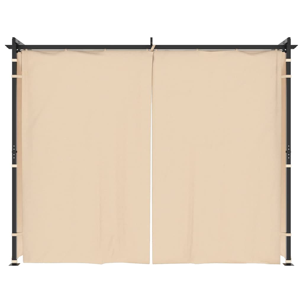 Gazebo with Curtains Steel Cream