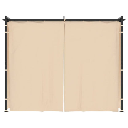 Gazebo with Curtains Steel Cream
