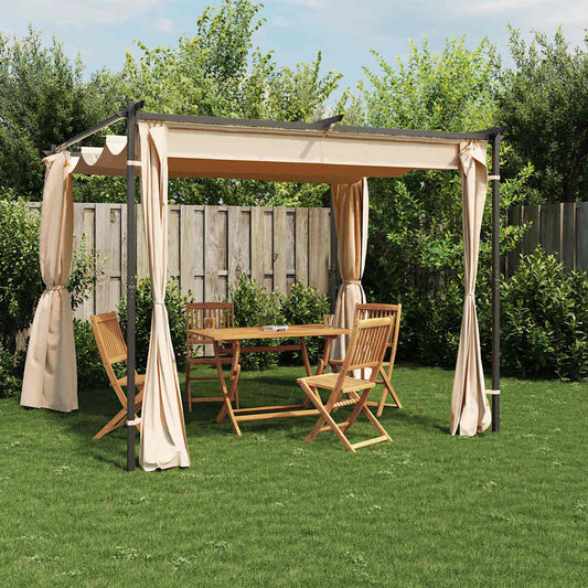 vidaXL Gazebo with Curtains 3x3 m Cream Steel 1