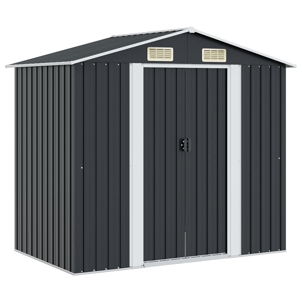 47028 vidaXL Garden Storage Shed Anthracite Steel 204x132x186 cm 2