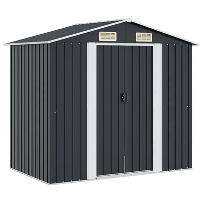 47028 vidaXL Garden Storage Shed Anthracite Steel 204x132x186 cm 2
