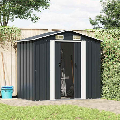 47028 vidaXL Garden Storage Shed Anthracite Steel 204x132x186 cm 1