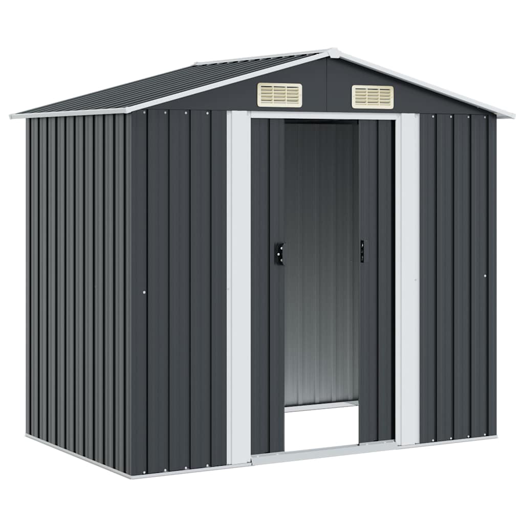 47028 vidaXL Garden Storage Shed Anthracite Steel 204x132x186 cm 5