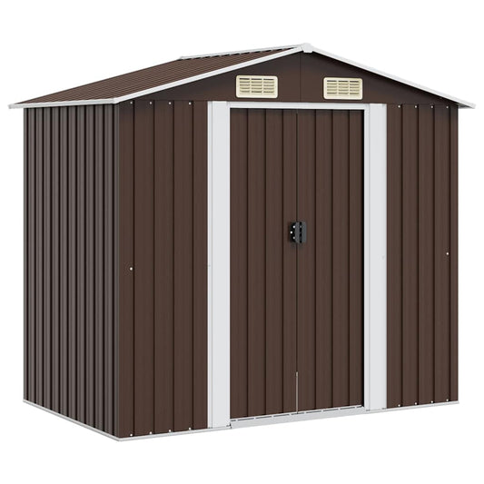 vidaXL Garden Shed | Brown | Galvanised Steel | Large | Durable | Garden Shed 1