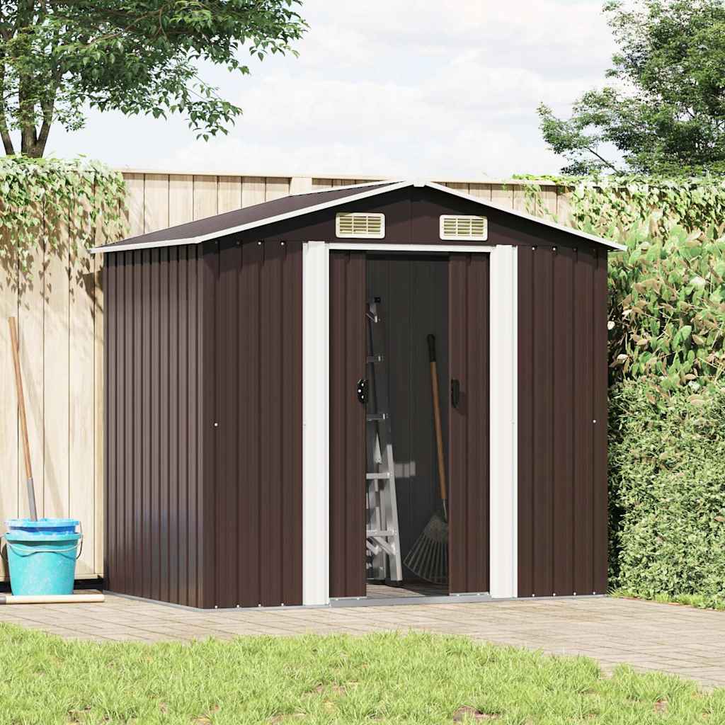 vidaXL Garden Shed | Brown | Galvanised Steel | Large | Durable | Garden Shed 2