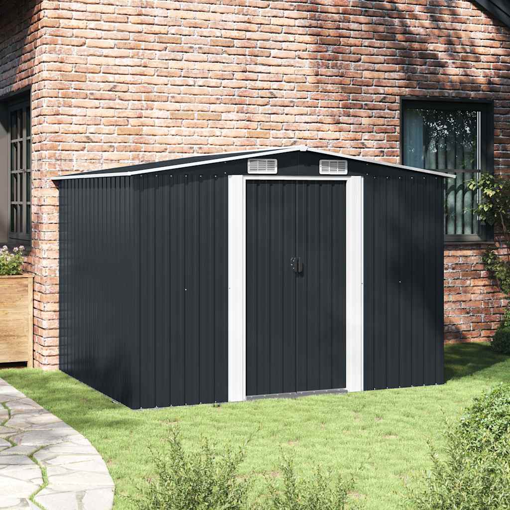 vidaXL Garden Storage Shed Anthracite Steel 257x205x178 cm 3